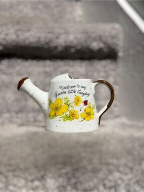 Vintage Lorrie Design Ladybug Garden Ceramic Watering Can Cottagecore Decor